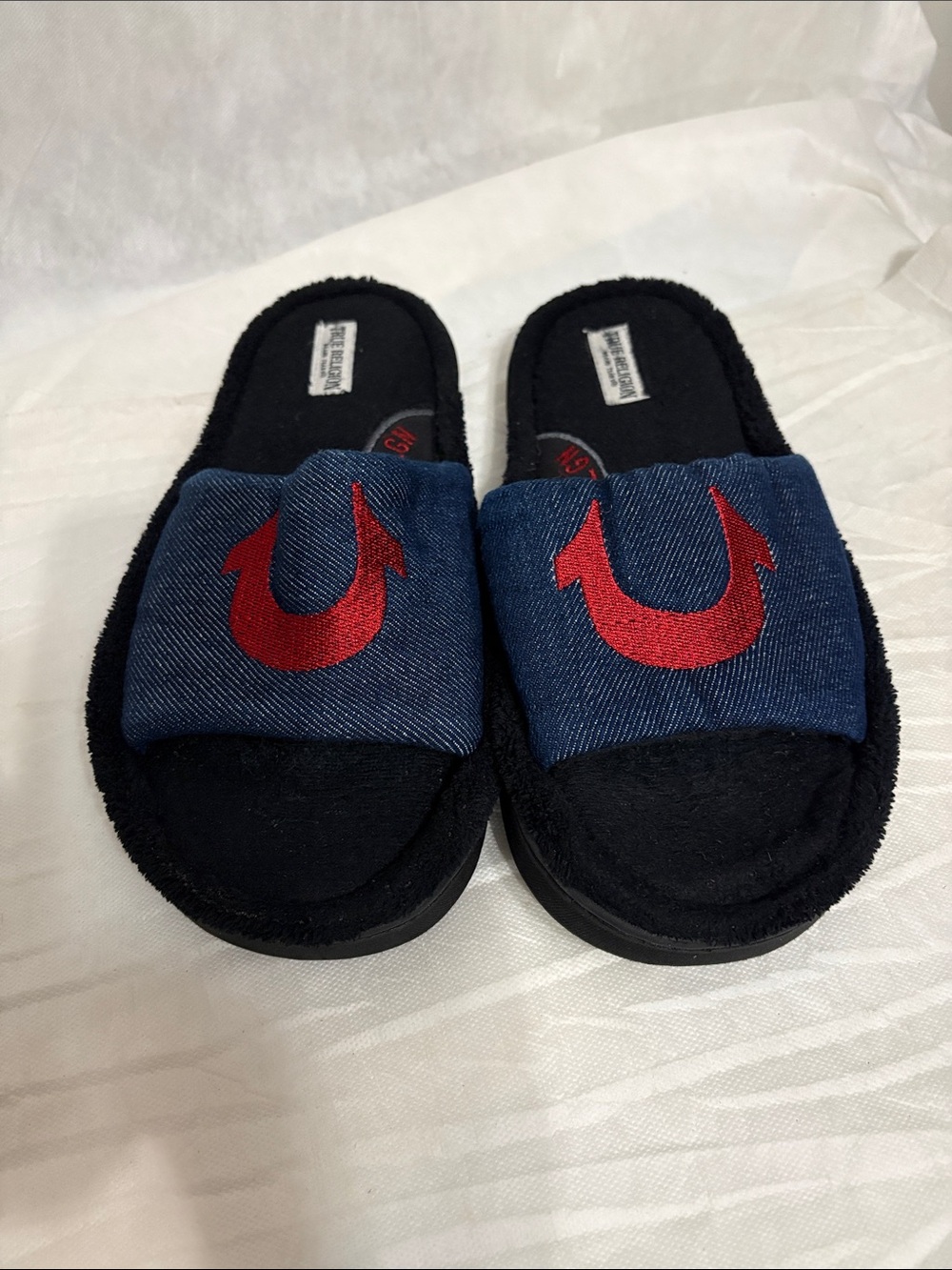 True Religion Denim Slides size 9/10